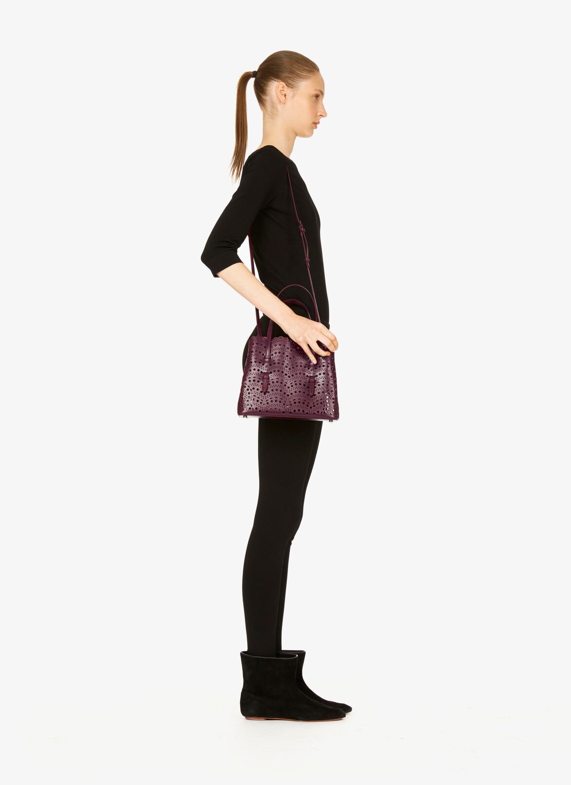 CABAS SANS MANCHES C.LUX MIN.VIENNE VAGUE+AG POURPRE ALAÏA VIOLET  CABAS SANS MANCHES C.LUX MIN.VIENNE VAGUE+AG POURPRE